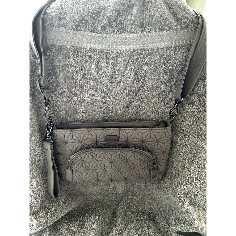 Lug Crossbody Bag Gray Quilted RFID Travel Organizer Purse